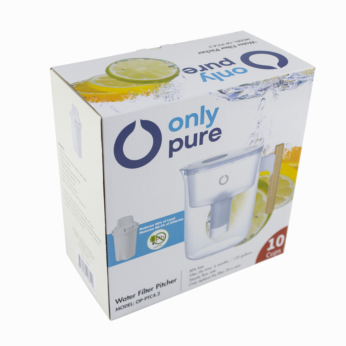 Brita Large 10 Cup Water Filter Pitcher With SmartLight Indicator + 1 Replacement Filter - Reduces Lead & Chlorine